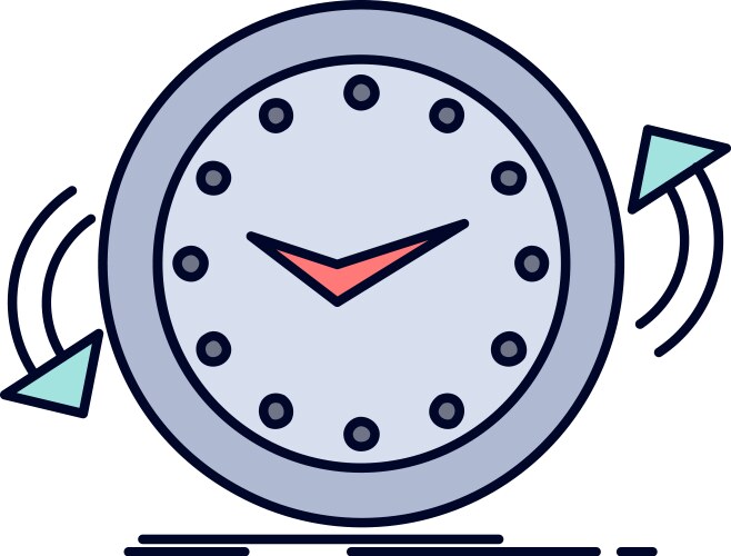 Backup clock clockwise counter time flat color vector image