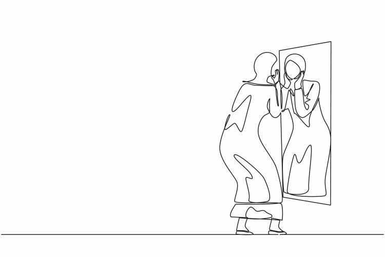 Single continuous line drawing pretty woman face Vector Image