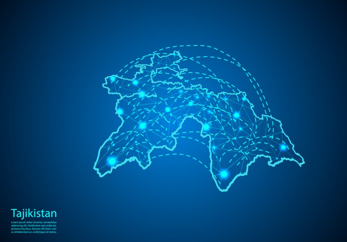 Tajikistan map with nodes linked by lines concept vector image