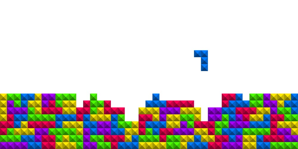 Tetris game abstract seamless pattern geometric vector image