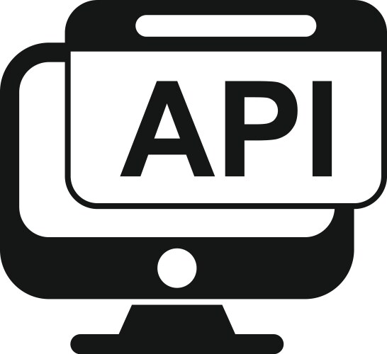 Api monitor icon simple code gear hosting vector image