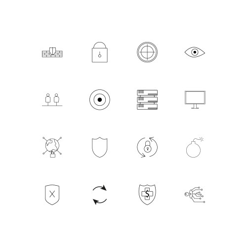 Internet security simple linear icons set vector image