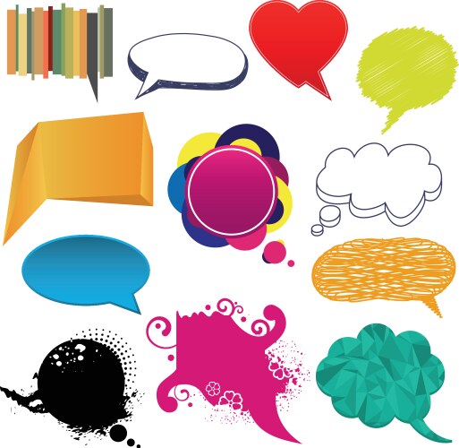 Colorful hand drawn speech and thought bubbles Vector Image