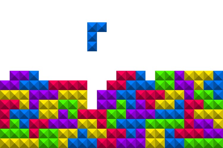 Tetris game abstract seamless pattern geometric vector image