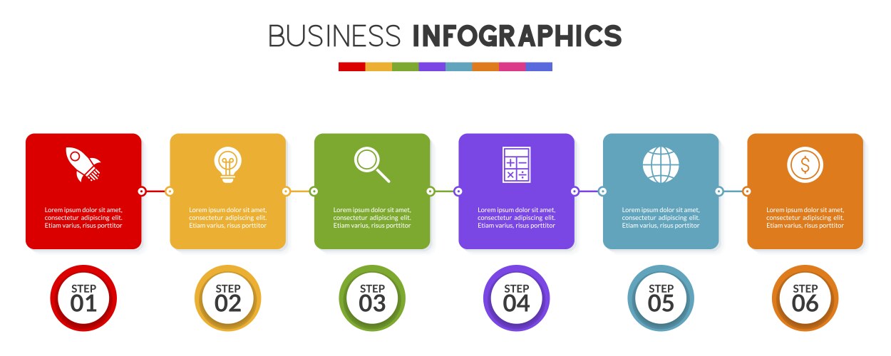 Infographics design template and icons with 6 vector image