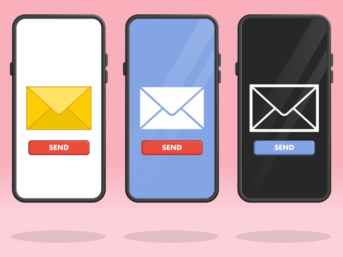 Smartphone email send button screen display vector image