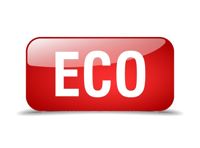 Eco red square 3d realistic isolated web button vector image