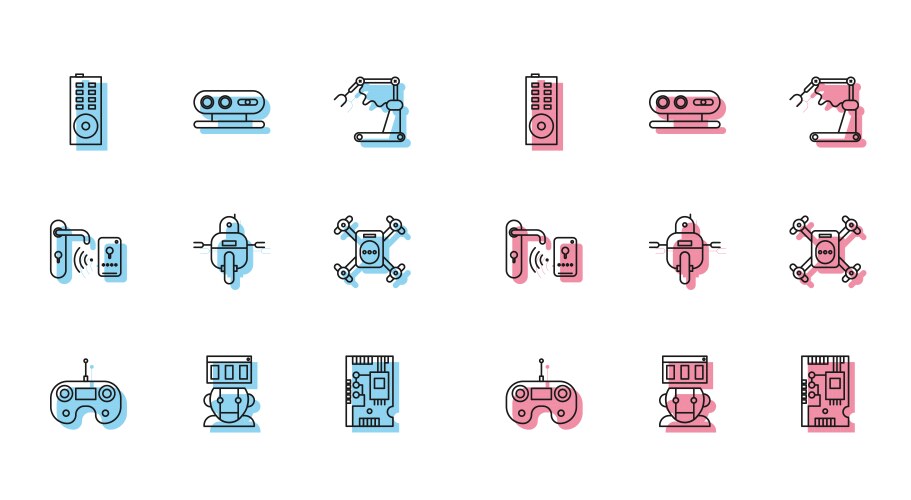 Set line remote control electronic computer vector image