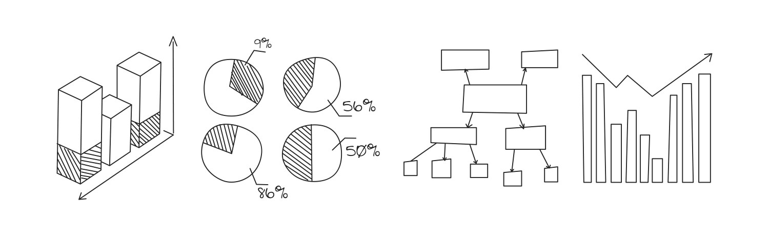Statistics chart and graph line icon set vector image
