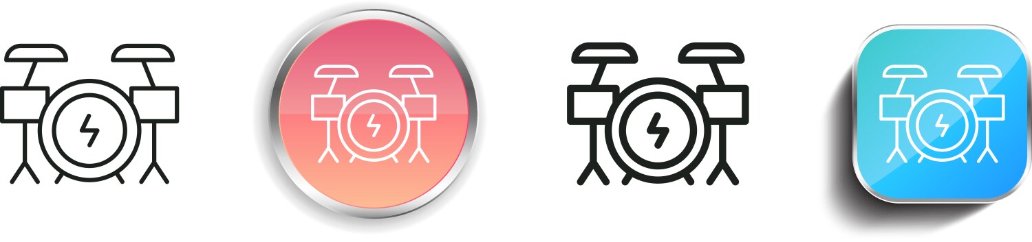 Drum set icon thin linear regular and button vector image