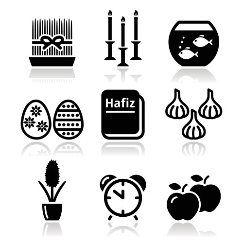 nowruz - persian new year icons set vector