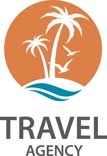Negative space circle palm tree and orange sun Vector Image