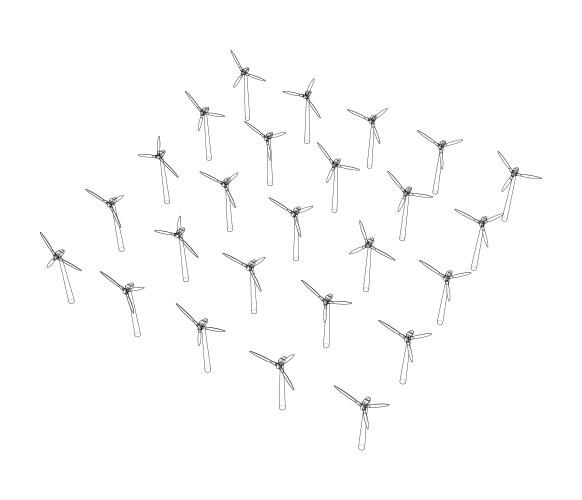 Wind turbines rendering of 3d vector image