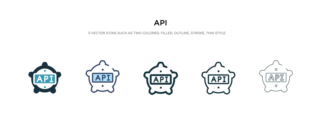 Api icon in different style two colored vector image