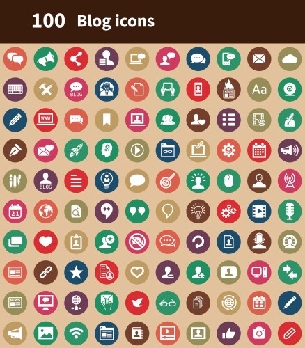 Blog 100 icons universal set for web and ui vector image