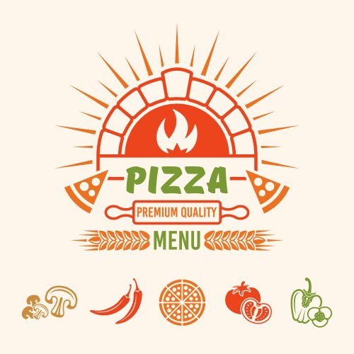 Brick Oven Pizza Menu Emblem Vector Image