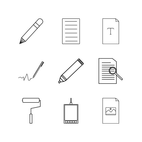 Design elements linear icon set simple outline vector image
