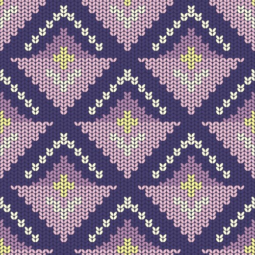 Geometric seamless retro pattern in knitted style vector image