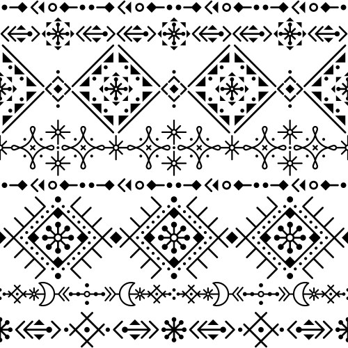 Icelands rune style line art seamless pattern vector image