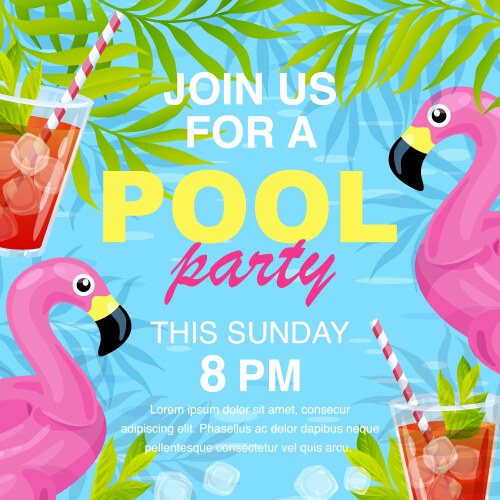 Tropical Pool Party Invitation Vector Image