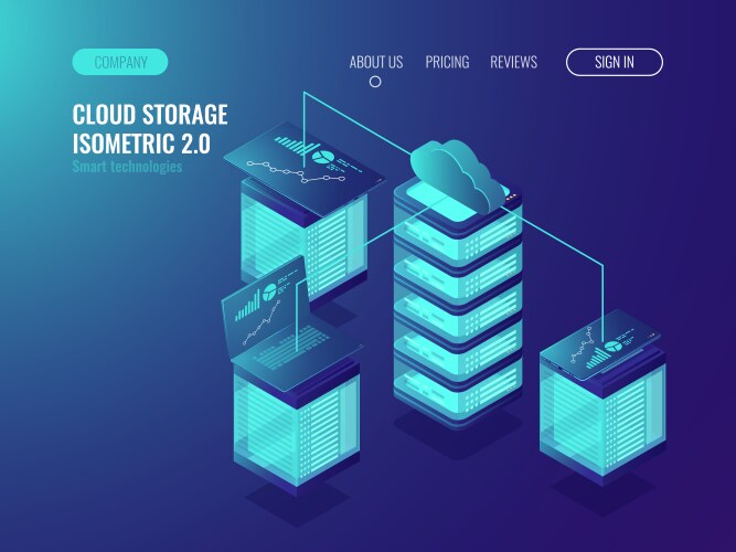 Cloud storage data crm system access and device vector image
