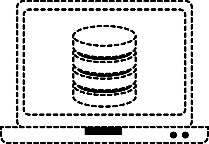 Laptop computer with data disk vector image