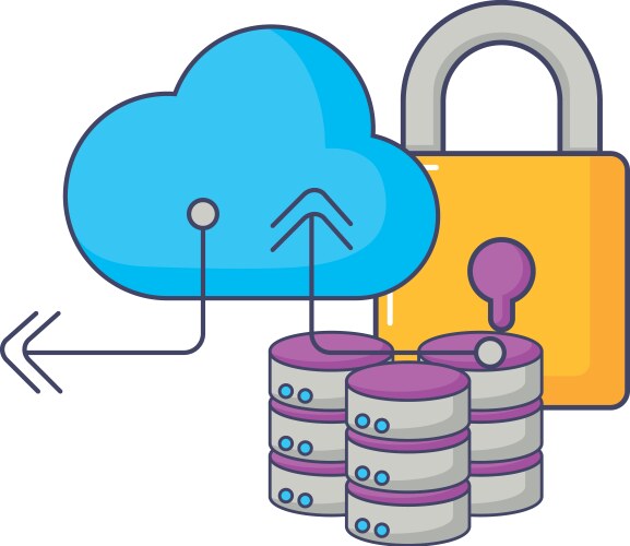 Database server cloud storage security information vector image