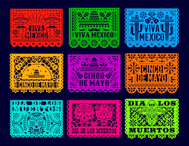 Dia de los Muertos Papel Picado Vector Image
