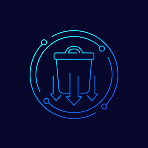Reducing waste icon with a trash bin line design vector image