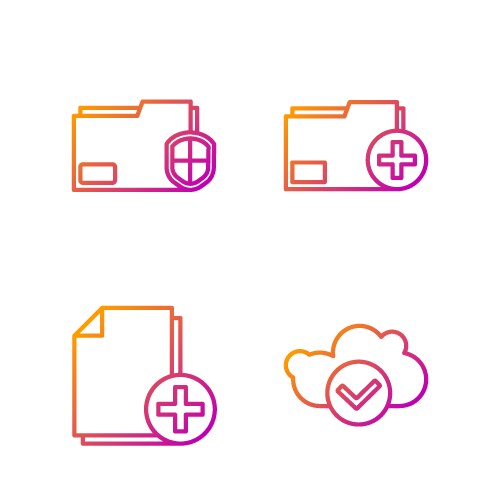 Set line cloud with check mark add new file vector image