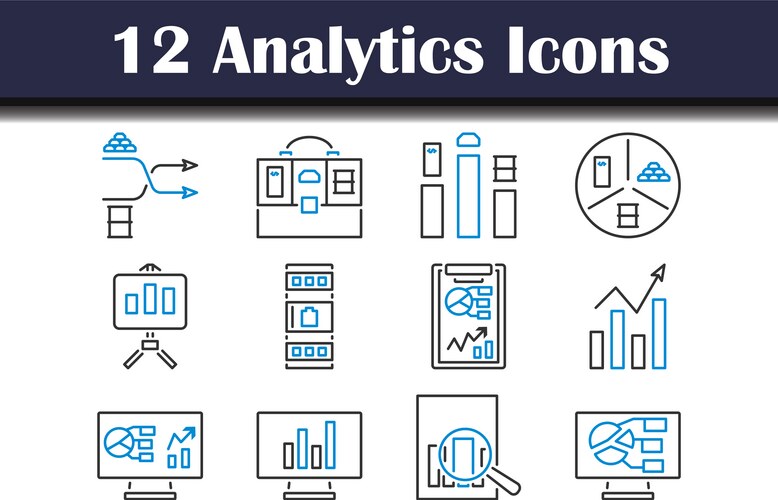 Analytics icon set vector image