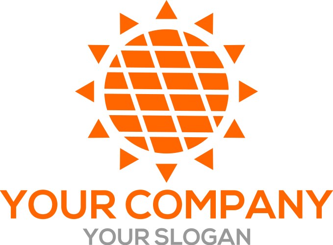 P sun solar panel logo design Royalty Free Vector Image