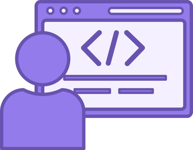 Colored developer icon of programmer vector image