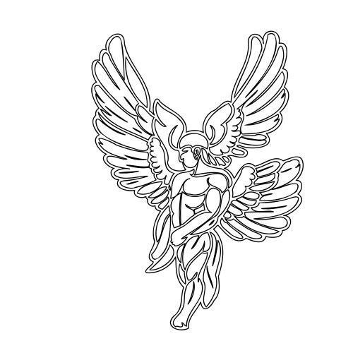 Cupid wings outline sketch Royalty Free Vector Image