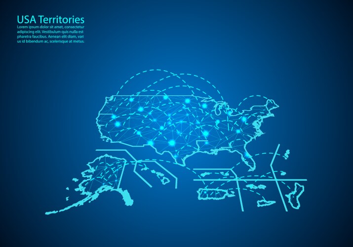 Usa territories map with nodes linked by lines vektorbild