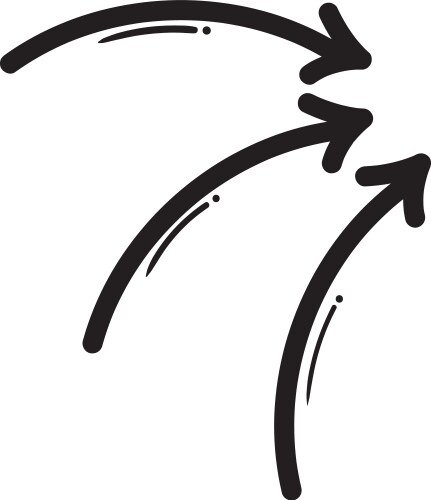 Abstract lined arrow double curve artistic sketch vector image
