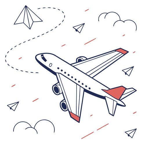 Colorful Paper Airplane Sky Vector Image