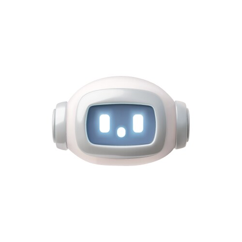 Friendly robot head chatbot icon with expressive vector image