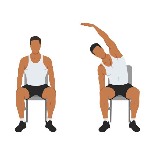 man doing seated side bends or lat stretch vector image