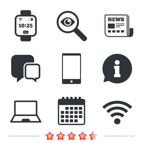 Notebook and smartphone icon smart watch symbol vector image