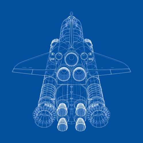 Rocket engine blueprints Royalty Free Vector Image