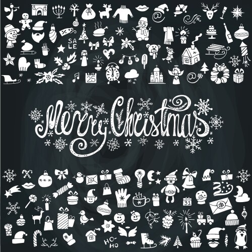 Chalkboard Christmas Card Icons Vector Image