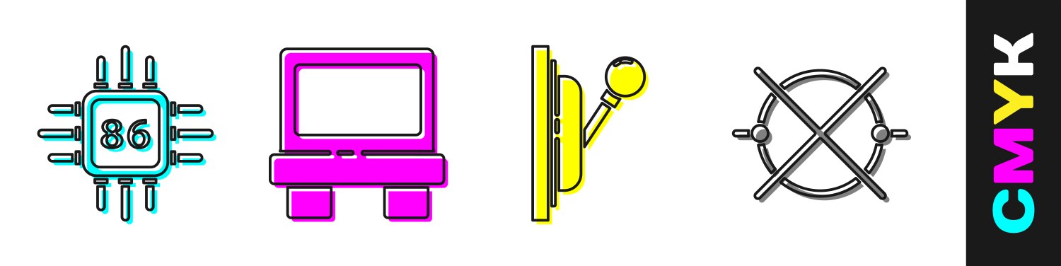 Set processor with microcircuits cpu fuse vector image