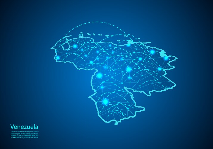 Venezuela map with nodes linked by lines concept vector image