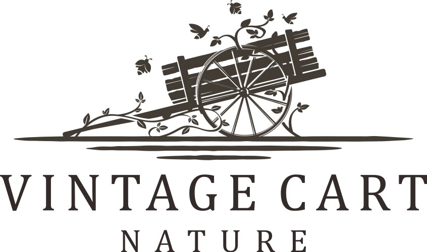 wood cart plant nature logo farm vector image