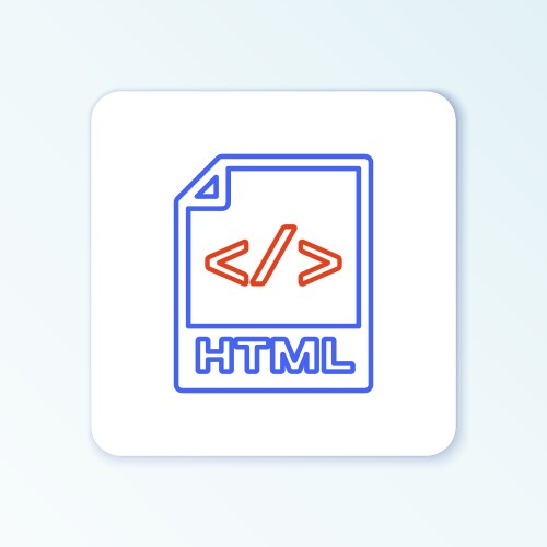 Line html file document download button icon vector image
