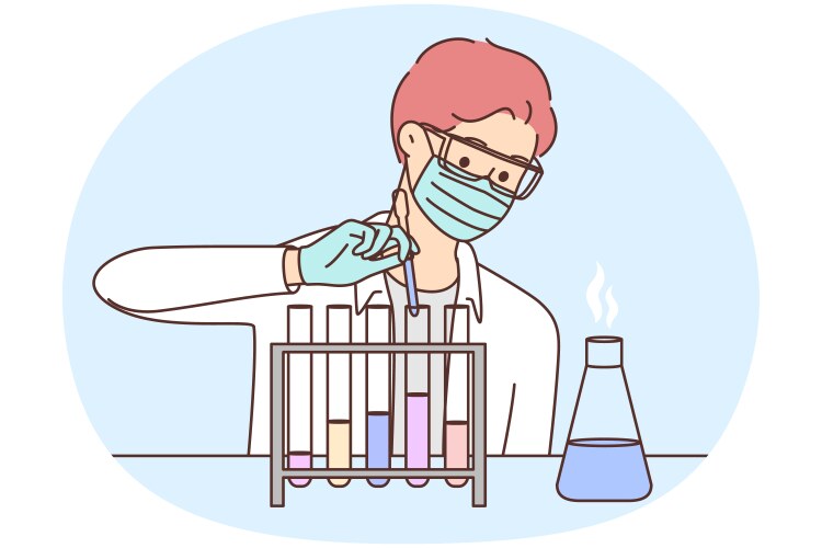 Male scientist make experiments in lab vector image