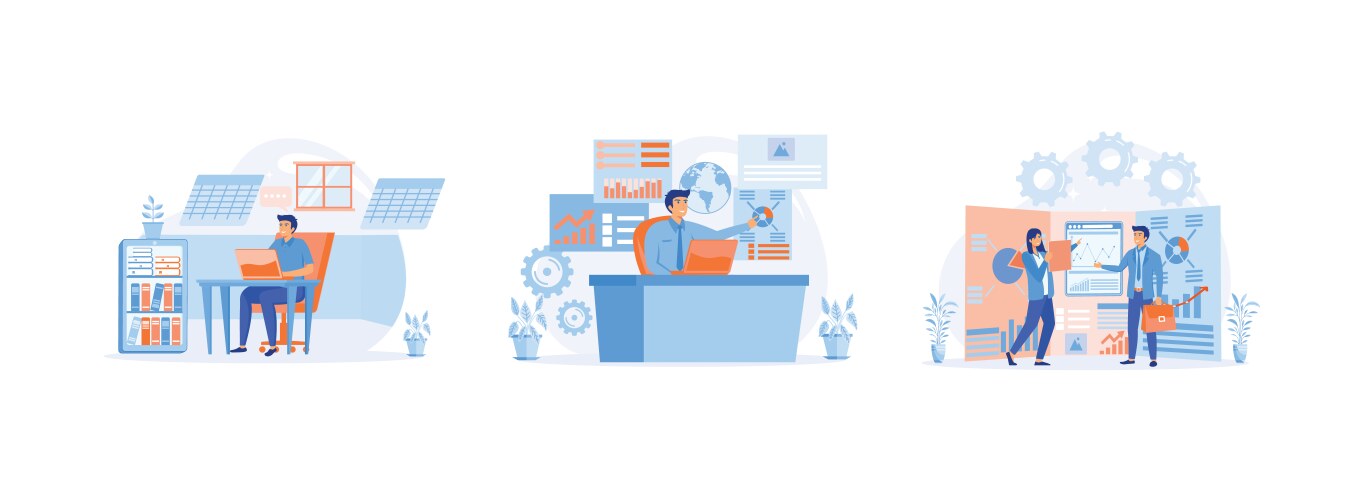 Man working with big data and databases office vector image