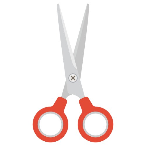 Open scissors with circular red handles vector image