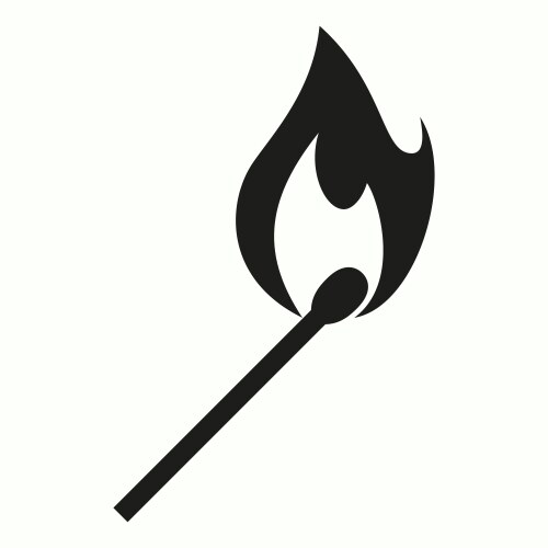 Burning match isolated on white background Vector Image